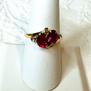Vintage 14K Gold Ring with Ruby Diamond Accents